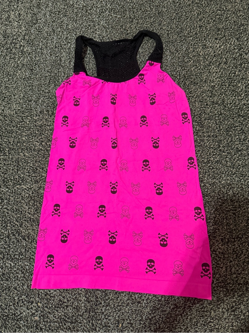 No Boundaries Hot Pink Tank Top with Black Skull Print